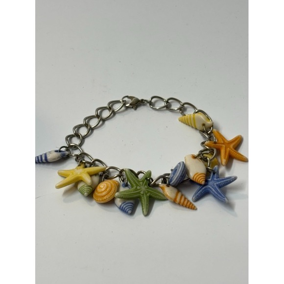 Coastal Jewelry - Charm Bracelet Vacation Sea Shells Coastal Maximalist Vibes